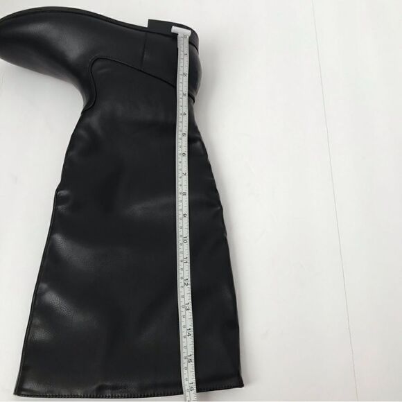 New! Faux Leather Tall Pointed Toe Knee High Black Riding Boots - Picture 10 of 13